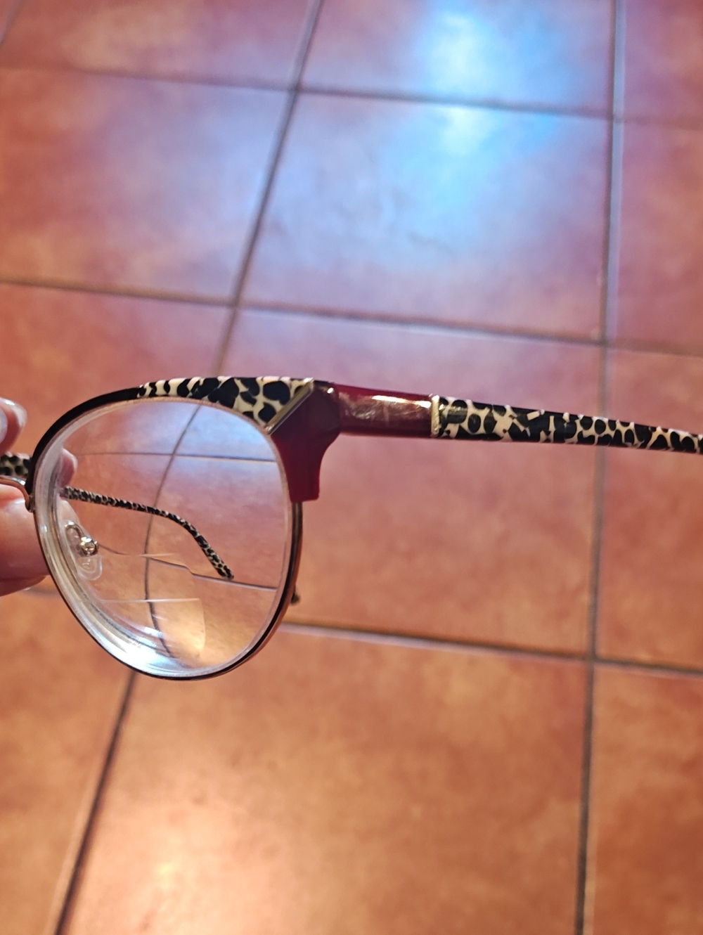 Stylish Women's Leopard Accent Eyeglass Frames in Burgundy